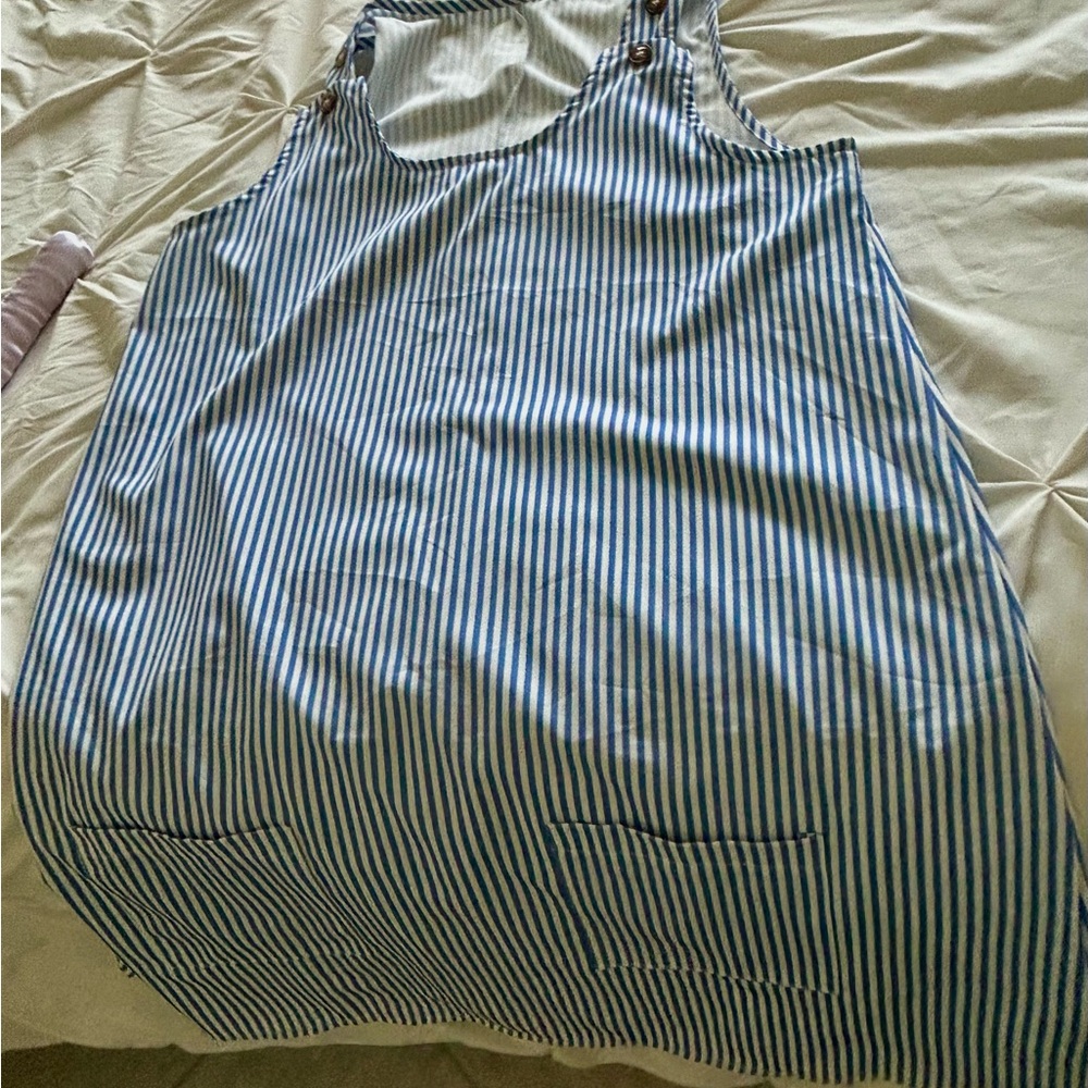 Blue and White Striped Sleeveless Top